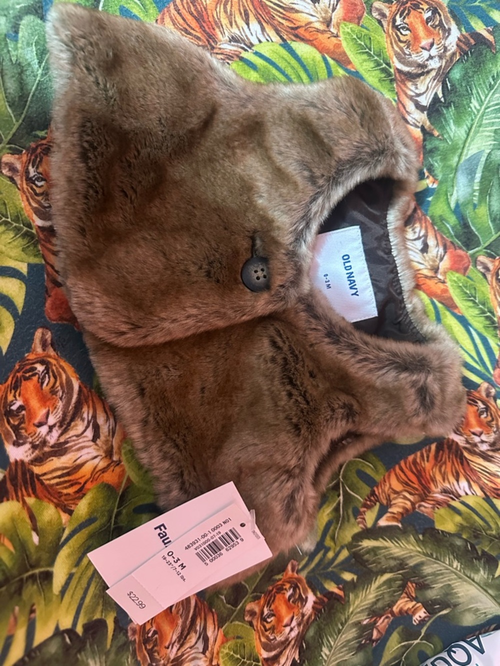 Old Navy Brown Faux Fur Kids Hooded Hat